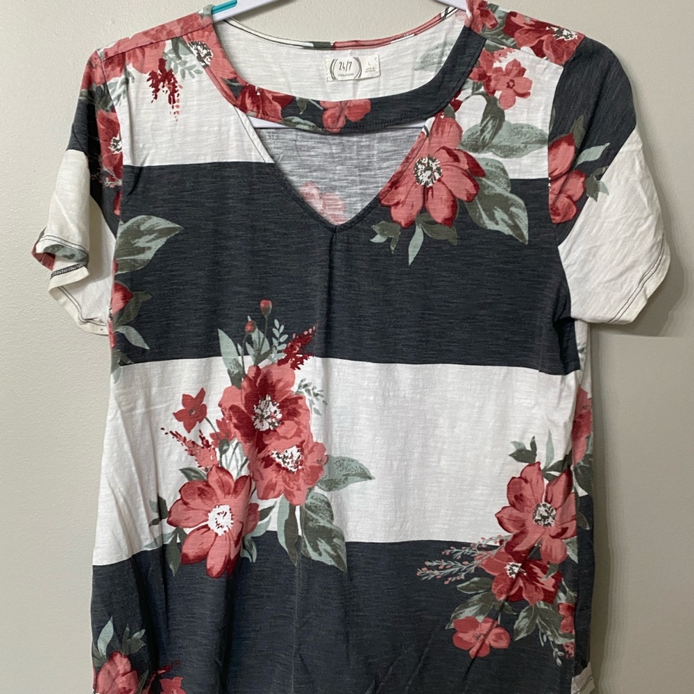 Stripe and floral tee